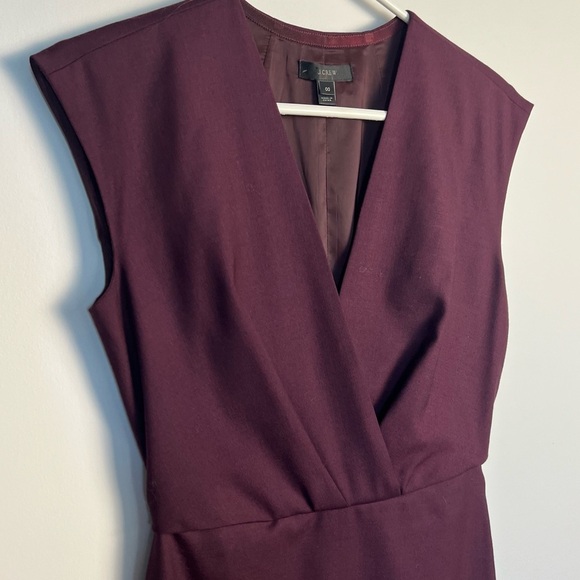 ⚪️ 🐑 J Crew / wool v neck midi dress burgundy wine 00 - Picture 7 of 11